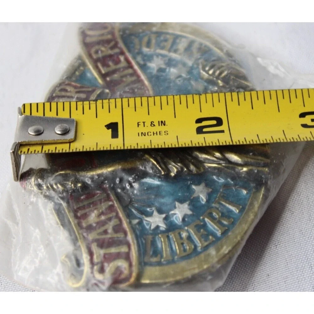 VTG 1984 STAND UP FOR AMERICA Statue of Liberty Freedom Belt Buckle Patriotic